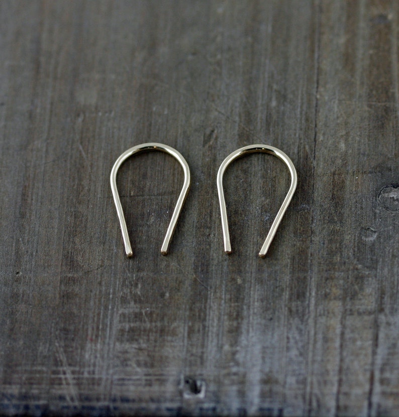 Tiny Minimalist Horseshoe Earrings, Gold or Silver Bar, Gold Arc, Silver Arc, Line Earrings, Wishbone Earrings, Gold Line Earrings image 2