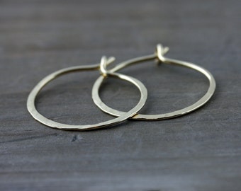 Small Hammered Hoop Earrings, Hand Forged Hoop Earrings, 14k Gold Fill, Red Brass, Sterling Silver, Rose Gold Fill, Bronze, Copper