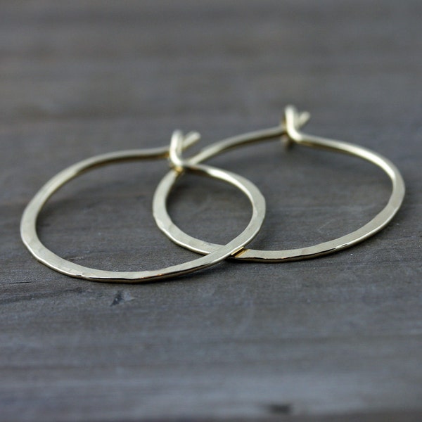 Small Hammered Hoop Earrings, Hand Forged Hoop Earrings, 14k Gold Fill, Red Brass, Sterling Silver, Rose Gold Fill, Bronze, Copper
