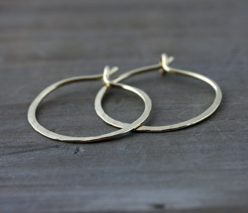 14k Gold Hoops White or Yellow Gold Hoop Earrings Hand Forged Hoop Earrings Fine Jewelry Solid Gold Hoops Large Hoop Earrings image 3