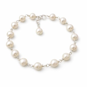 Handmade Sterling Silver Fresh Water Pearl Bracelet: Bridal Jewelry