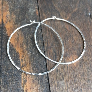 Large Hammered Hoop Earrings, Hand Forged Hoop Earrings, 14k Gold Fill, Red Brass, Sterling Silver, Rose Gold Fill, Bronze, Copper