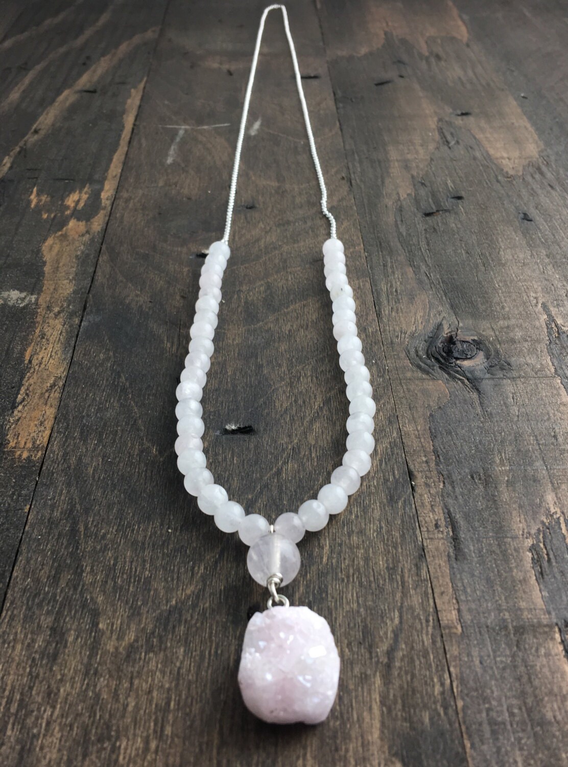 Rose Quartz Druzy Necklace, Rose Quartz Necklace, Druzy Jewelry
