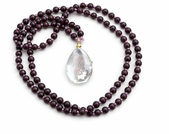 Lodolite Sandalwood Mala: 108 Bead Meditation Necklace