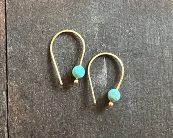 Turquoise and 14k Gold Fill Horseshoe Earrings