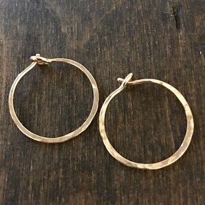 Small Hammered Hoop Earrings, Bronze Hand Forged Hoop Earrings, 14k Gold Fill, Red Brass, Sterling Silver, Rose Gold Fill, Copper image 7