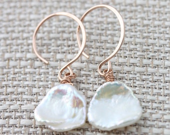 Keishi Pearl Earrings on 14k Rose Gold Filled Ear Wires