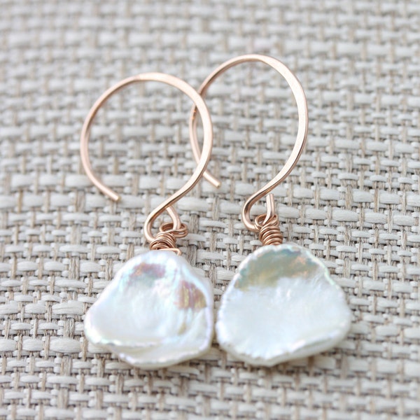 Keishi Pearl Earrings on 14k Rose Gold Filled Ear Wires