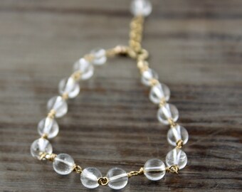 Crystal Quartz and 14k Gold Filled Bracelet