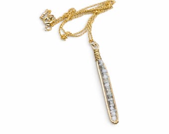Raw Diamond Necklace: Stacked Rough Cut Diamonds, 14k Gold Fill