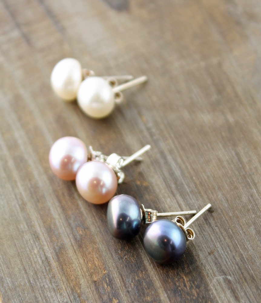 Rabbit Ear White Zircon Stud Earrings Freshwater Cultured Pearl Stud Earrings Sterling Silver Studs - CB188MQ665D