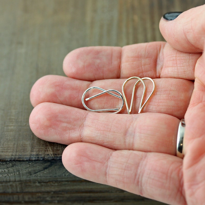 Tiny Minimalist Horseshoe Earrings, Gold or Silver Bar, Gold Arc, Silver Arc, Line Earrings, Wishbone Earrings, Gold Line Earrings image 4