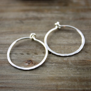 Small Sterling Silver Hammered Hoop Earrings