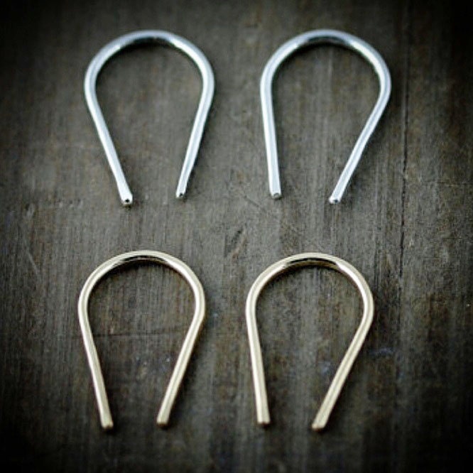 Tiny Minimalist Horseshoe Earrings Solid 14k White or Yellow Etsy