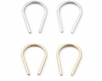 Pendientes de herradura de oro de 14k: Pendientes minimalistas de línea arqueada