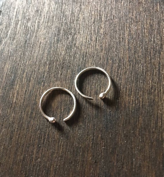 Tiny Minimalist Earring With A Ball at One End Silver or - Etsy