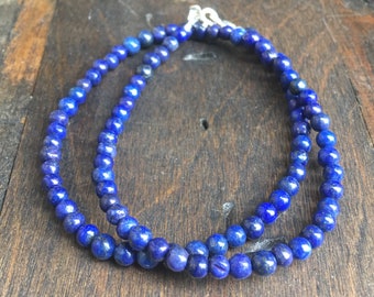 Lapis Necklace, Blue Necklace, Blue Lapis Lazuli Neclace, Lapis Jewelry, Long lapis Necklace, 4mm Lapis Necklace, Blue Bead Necklace