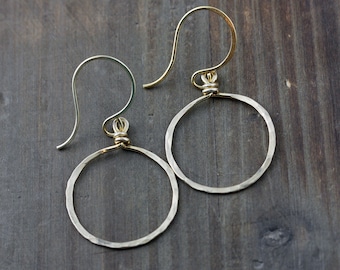 Forward Facing Hoops, Hoop Earrings, Small, NuGold, Red Brass, 14k Gold Fill, Sterling Silver