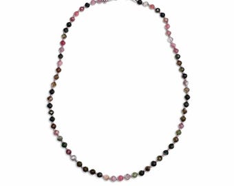 Tourmaline Hand Knotted On Lavender Silk Choker Necklace