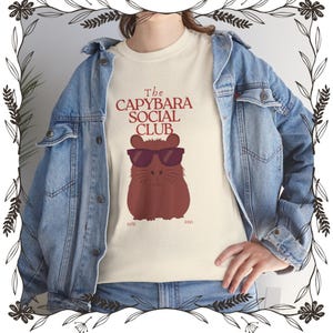 Capybara Social Club Tee, Unisex Cotton T-Shirt for Capybara Lovers,  Funny Capybara Vintage T-shirt