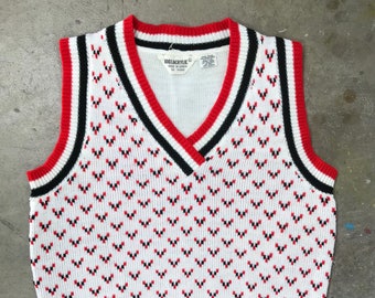 60s vintage red black and white sweater vest small WT41812