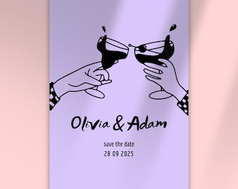 Plantillas de invitación de boda ilustradas modernas de Canva (editables y de descarga instantánea)