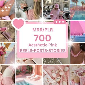 700 Pink Aesthetic Faceless Reels, Stories and Posts with Master Resell & Private Label Rights, MRR PLR Pink IG Digital Marketing Videos