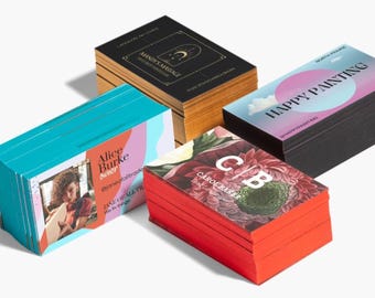 Custom Painted Edge Business Cards, Double Side Printing, 32pt Matte Laminated