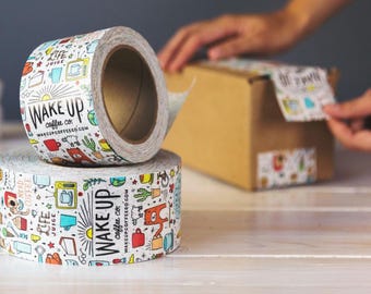 Custom Packaging Tape, Water-Activated Gummed Tape,  Reinforced Kraft Paper, Small Business Branding, Personalized Shipping Tape