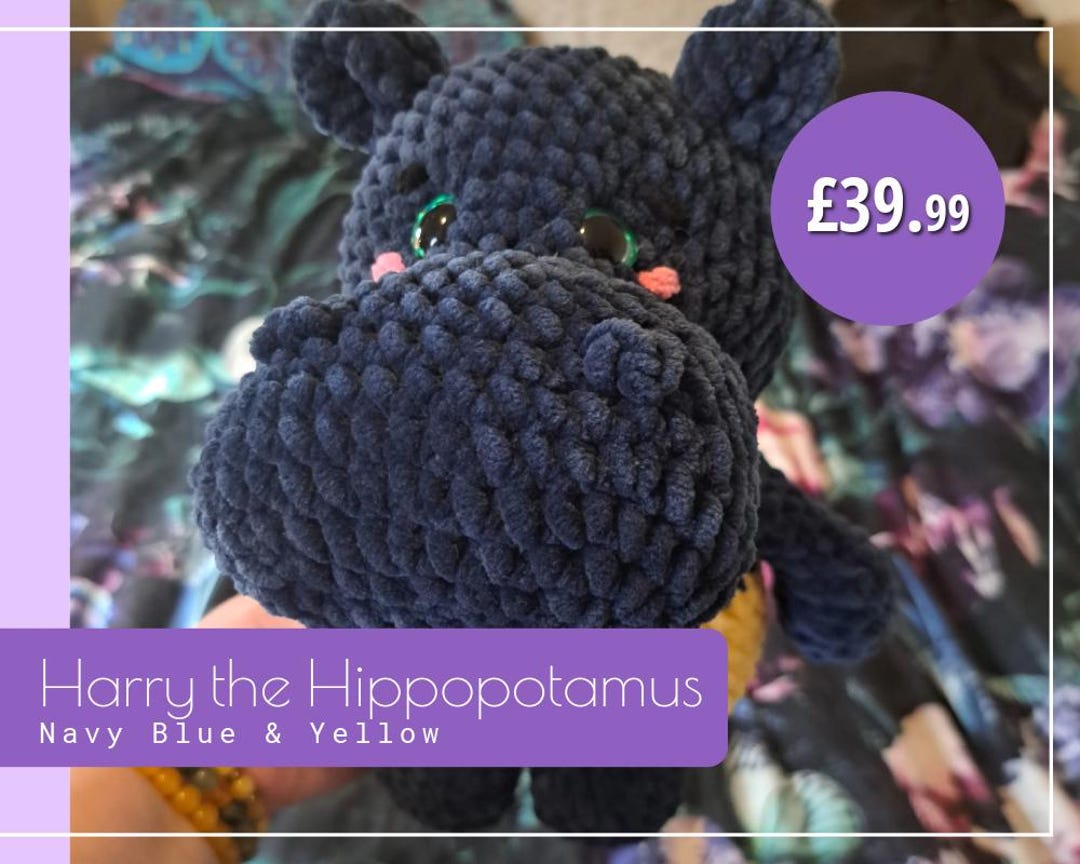 Harry the Hippopotamus Plushie Amigurumi Toy Etsy