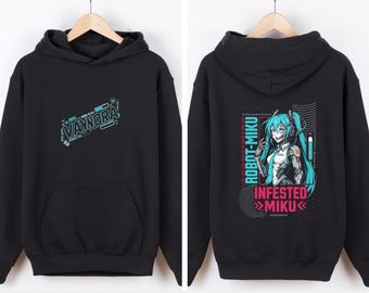 Roboter Hatsune Miku Hoodie - Cyberpunk Anime Vocaloid Sweatshirt - Infested Miku Digitales Musikgeschenk