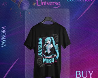 Hatsune Miku T-Shirt – Classic Vocaloid Anime Tee – Blue Twin-Tail Idol Shirt – J-Pop Vocaloid Graphic Top gift