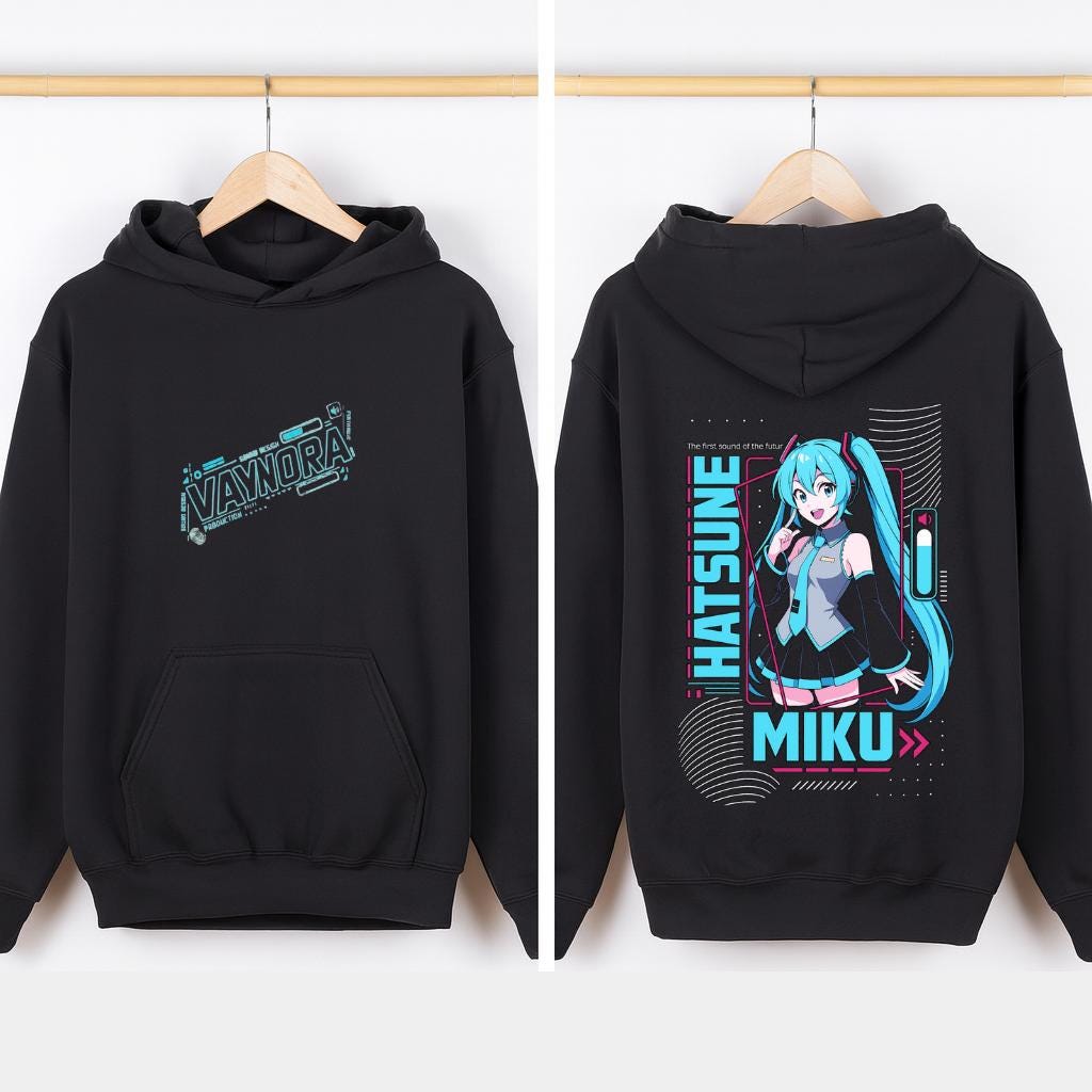Hatsune Miku Hoodie – Vocaloid Anime Sweatshirt – Blue Twin-tail