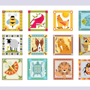 Animal quilt block stickers/scrapbooking/journaling