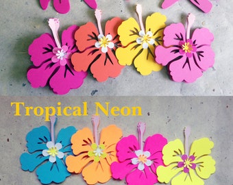 Tropical leaves/flowers cut outs set of 38