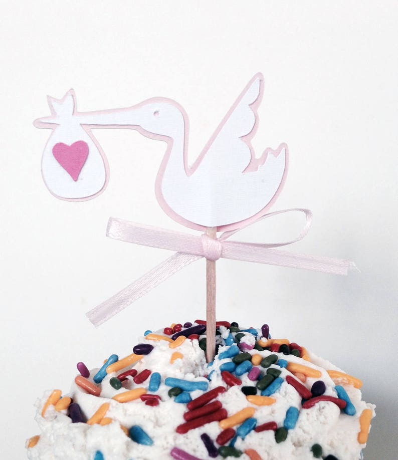 Stork cupcake topper picks baby celebration image 2