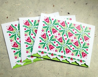 Floral quilt stationery set of 3