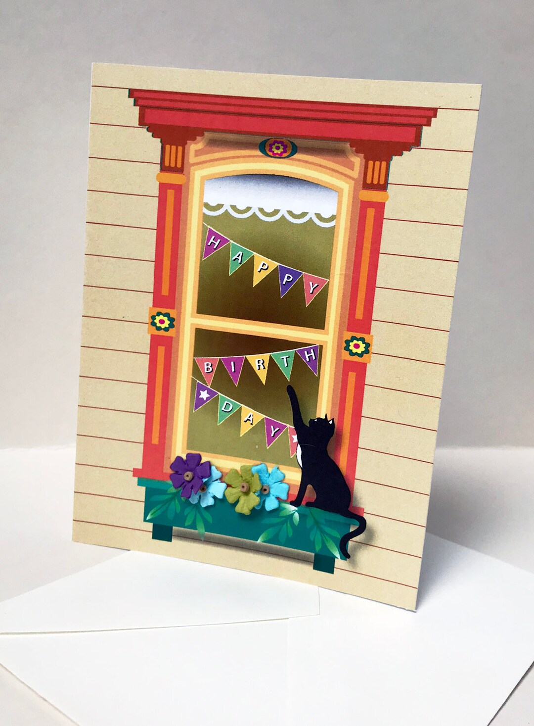 Happy Birthday Cat Card - Etsy