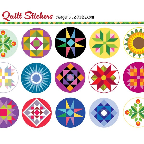 Quilt round stickers