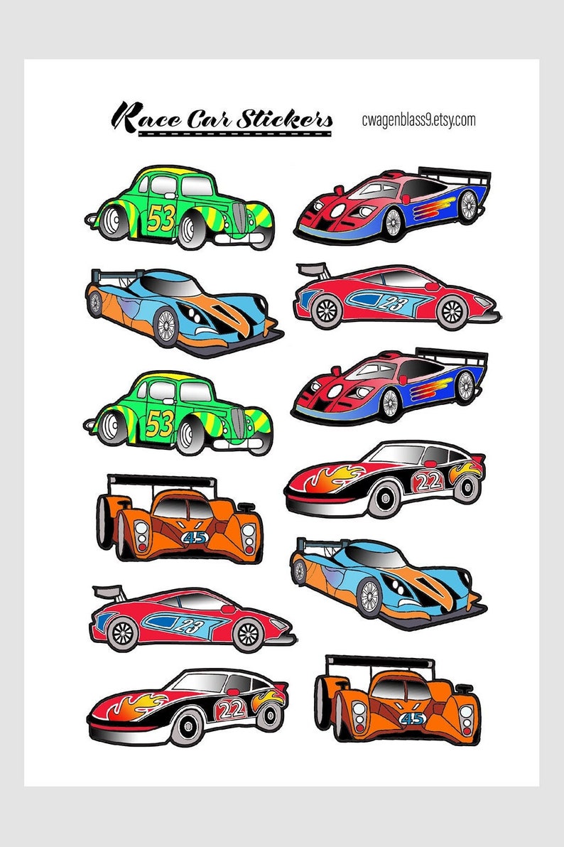 Race car stickers image 1