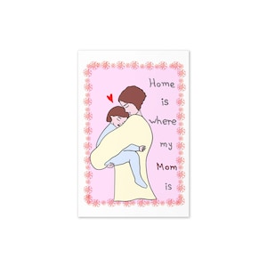 Cartão de Dia das Mães feito à mão - Mãe adorável e filho - O lar é onde minha mãe está