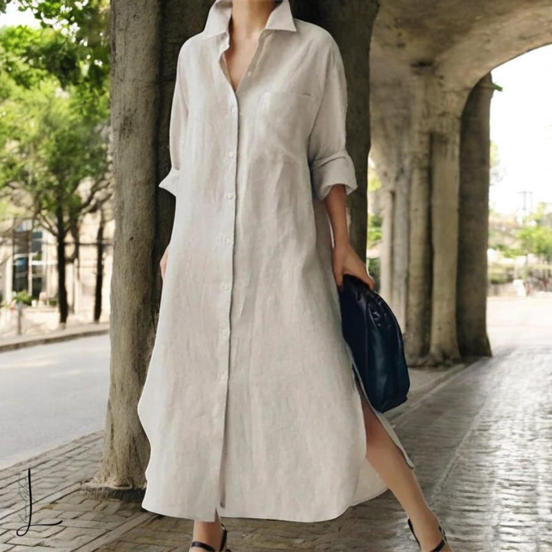 Linen A-Line Shirt Dress