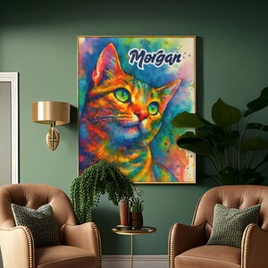 Custom Cat Portrait from Photo, Watercolor Cat Art, Cat Lover Gift, Pet Memorial Gift, Wall Decor, Unique Gift