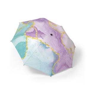 Chic Marble Pattern Umbrella, Stylish Rain Gear, Compact Travel Umbrella, Colorful Outdoor Accessory, Fashionable Weather Protection