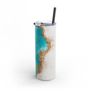 20oz Skinny Matte Tumbler, Ocean-Inspired Travel Mug, Perfect for Coffee Lovers, Summer Vibes, Gift for Her