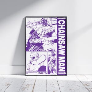 Chainsaw Man Anime Artwork Print, Denji Manga Minimalist Japanese Poster ,Wall Hanging Decor, Makima Devil Hunter Art, Gift for Anime Fan