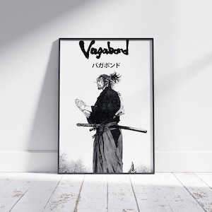 Vagabond Miyamoto Musashi|Manga Wand Kunst|1 kaufen, 1 gratis(poster)| Minimalistisches Filmplakat | Retro Vintage Kunstdruck | Wandkunst | Wohndekor
