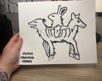 The Triplets - Lino-cut Print