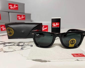 Ray-Ban Wayfarer Sunglasses | Black Acetate Frame, G-15 Lenses, Unisex Eyewear