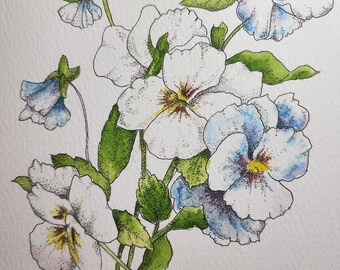 Blue Floral Giclee Art Print